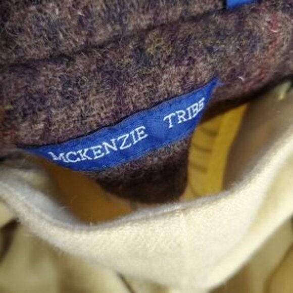 McKenzie Tribe USA Men's Size Large Wool Button Leather Trim Long Coat - Picture 4 of 5